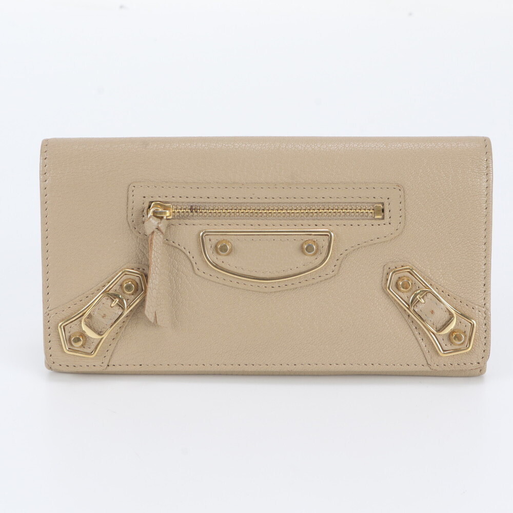 Balenciaga Classic Metallic Edge Money 390184 Leather Long Wallet Bi-fold for...